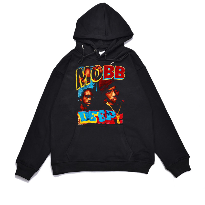 数码直喷硬核说唱Mobb Deep嘻哈二人组合印花卫衣宽松连帽外套男