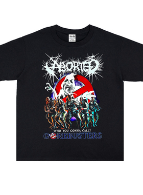 数码直喷摇滚金属Aborted乐队印花T恤短袖宽松重磅纯棉男女水洗