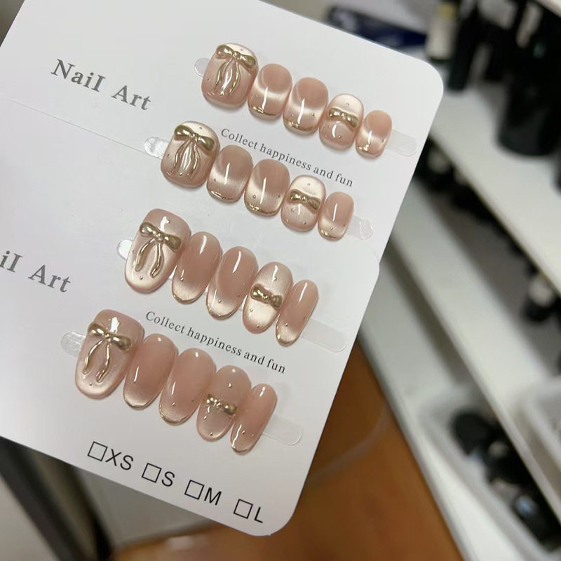 小千金气质裸色显白淑女百搭裸色猫眼蝴蝶结贵气纯手工穿戴甲贴片,彩妆/香水/美妆工具,穿戴甲/甲片,淘宝优惠券,粉丝福利购,淘宝优惠卷