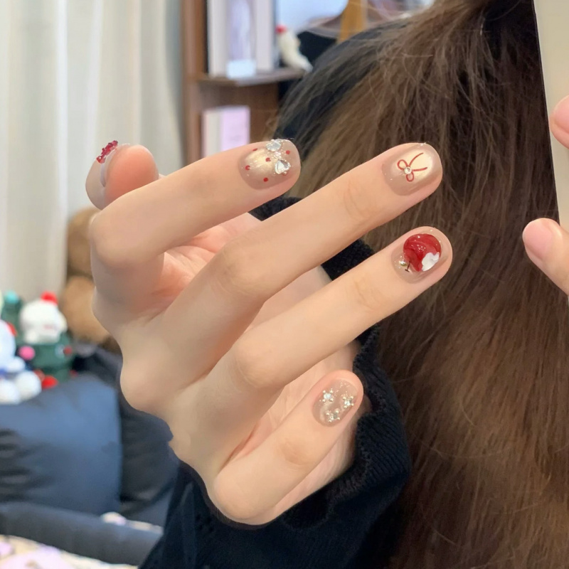 平安果猫眼圣诞美甲44