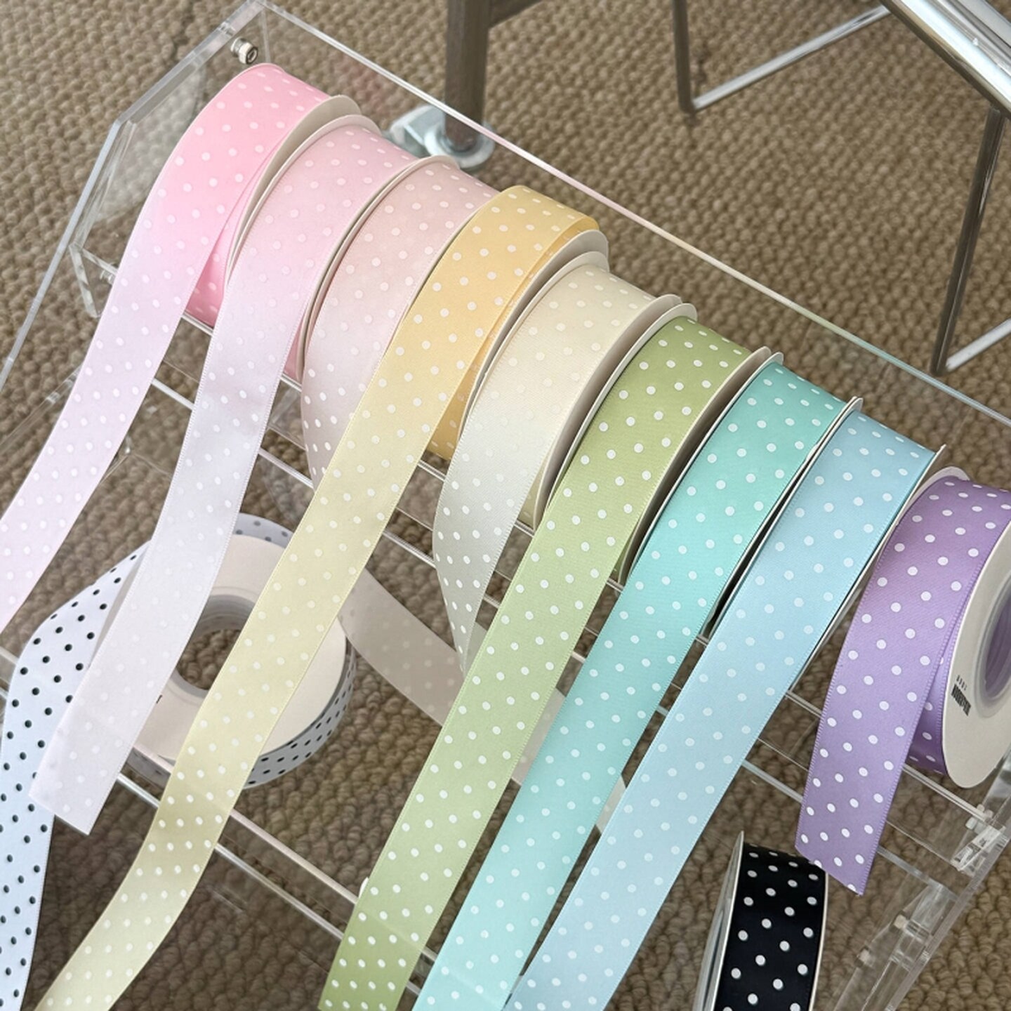 波点丝带花束礼品鲜花店包装带DIY手工材料蝴蝶结彩布带缎带织带