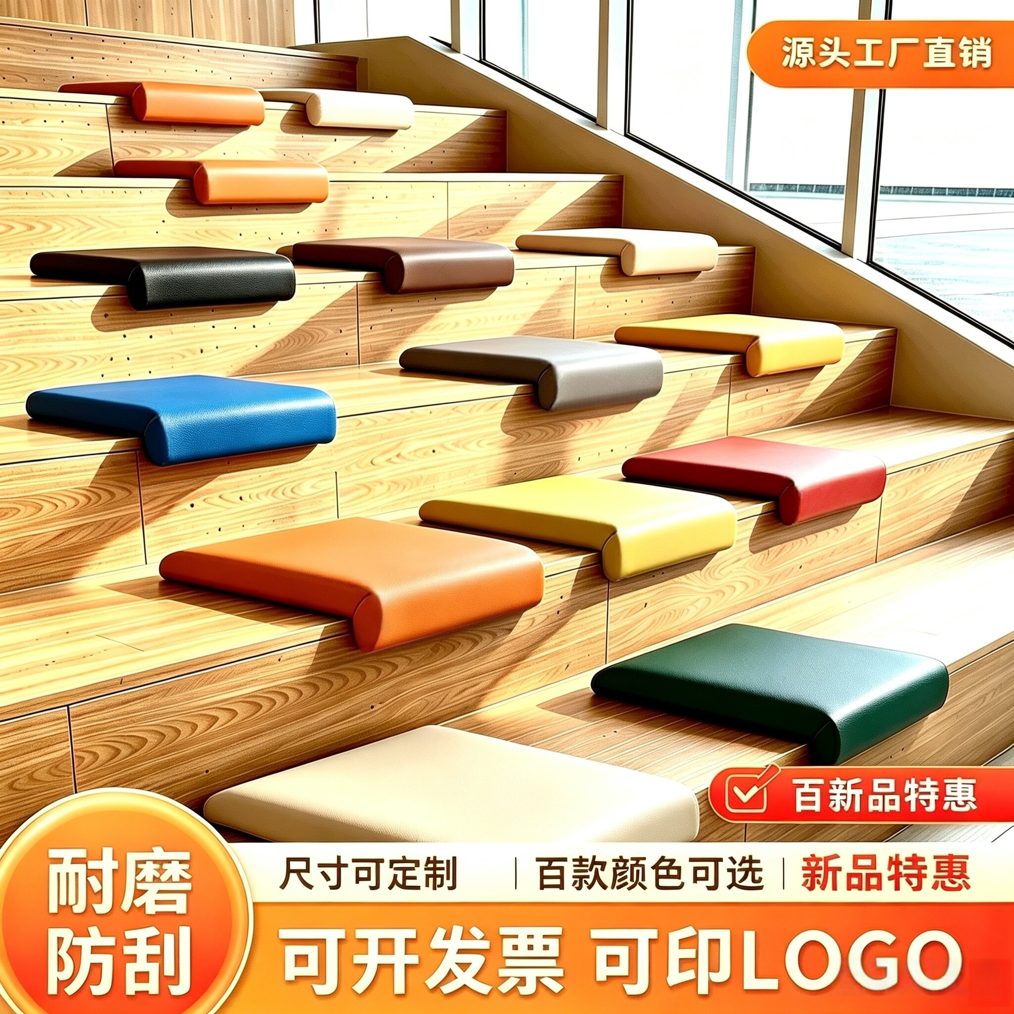 美学台阶软包坐垫商用卡座靠背垫奶茶店咖啡厅图书馆楼梯折角坐垫图片