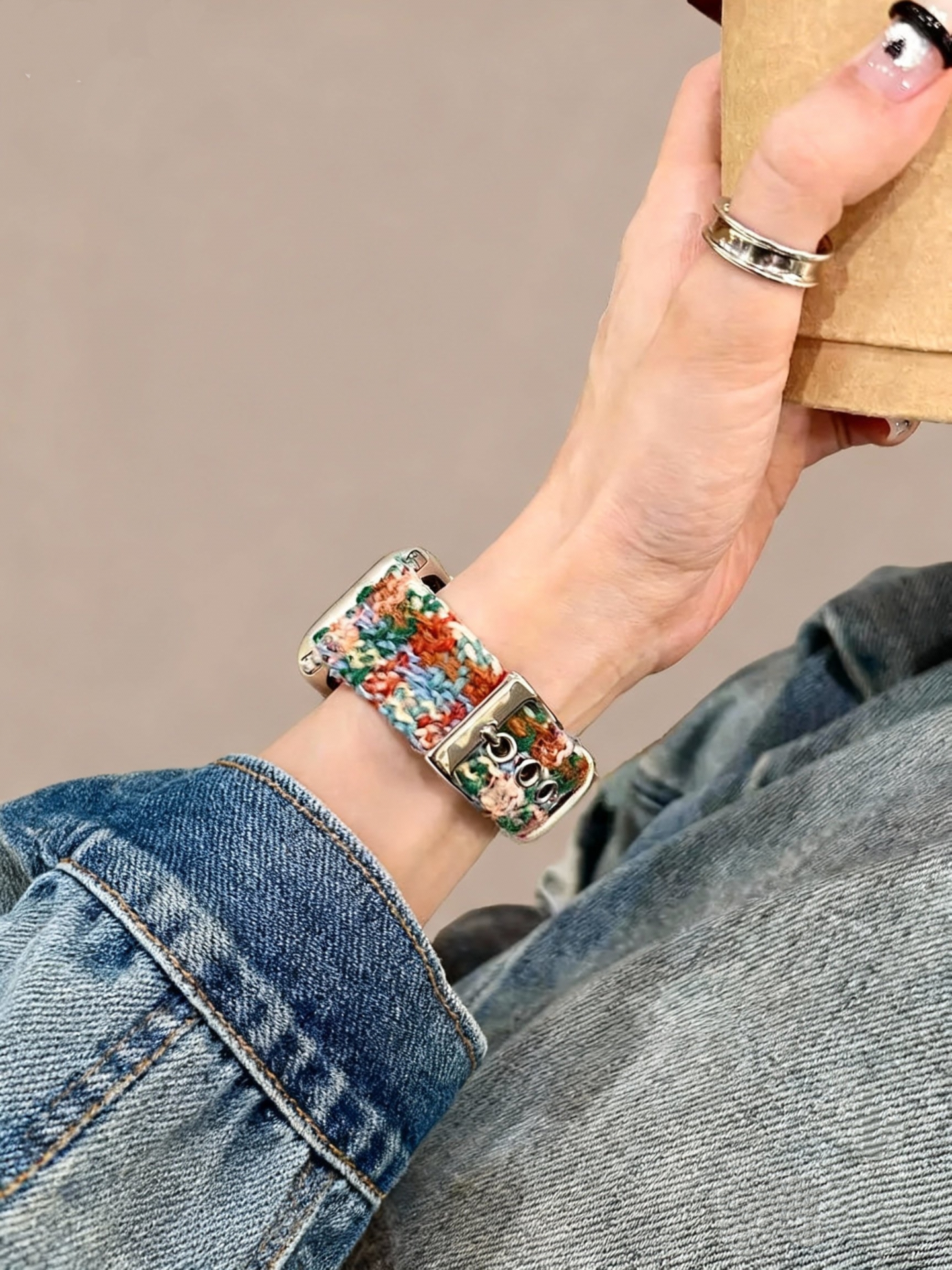 iwatch秋冬新款皮质毛呢手表带