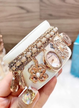 anne klein手表女款手镯手链式挂件玫瑰金女手表8096RMCH