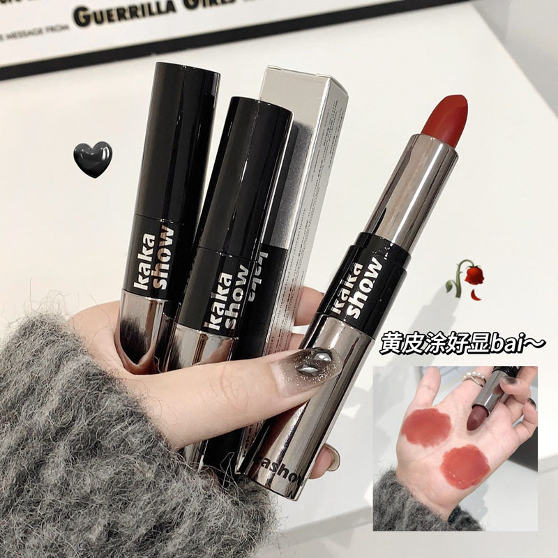 kakashow双头固色雨衣口红哑光镜面双质地持妆不易沾杯爆款控价