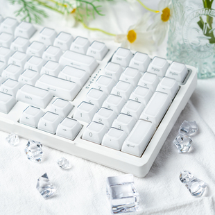 GK98机械键盘有线无线蓝牙水晶白女生高颜值办公码字静音麻将音