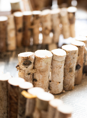 JK慕空间  白桦实木栅栏花盆围栏室内花园庭院装饰小篱笆造景摆件