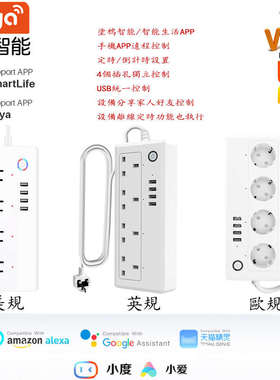 塗鴉智能WiFi排插英规美规手機APP獨立定時GoogleHome Alexa