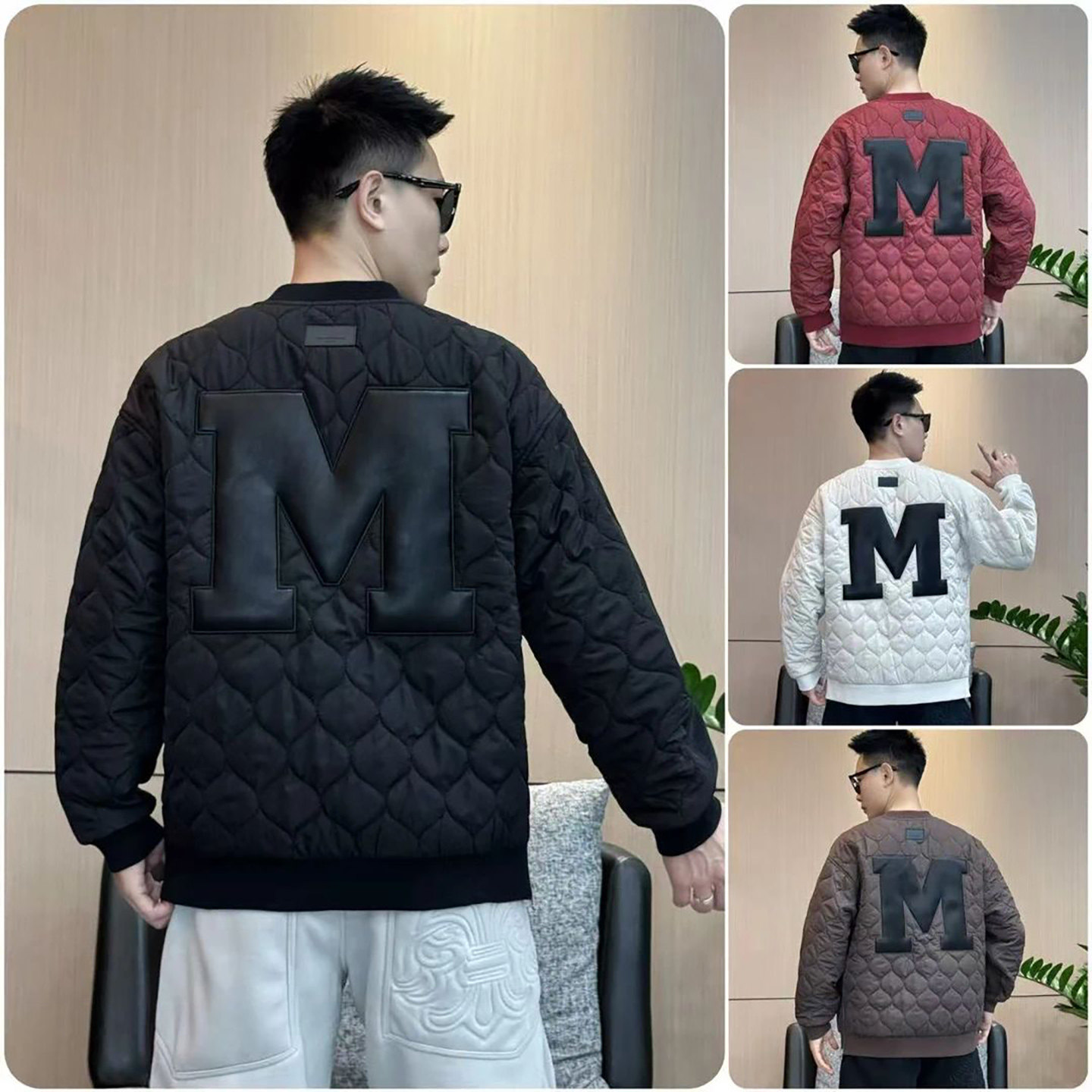 宏嫩男装潮牌厚字母刺绣夹棉卫衣冬季男士款加绒加厚长袖百搭上衣