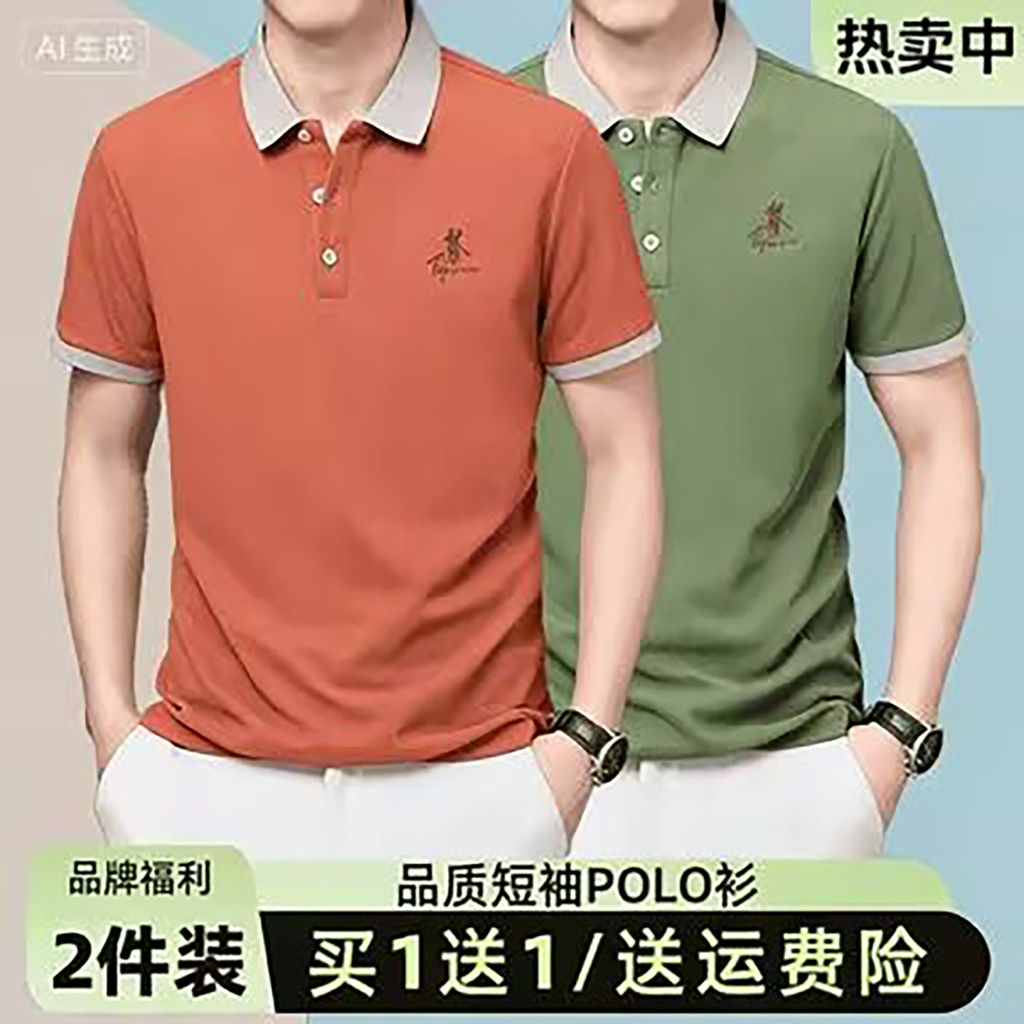 宏嫩男装高档轻奢刺绣Polo衫夏季男士款翻领短袖T恤透气百搭上衣