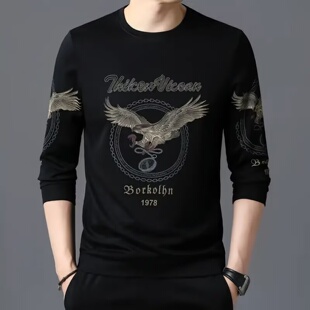 点击率精选男装欧货雄鹰长袖T恤冬季男士款时尚卫衣休闲圆领上衣