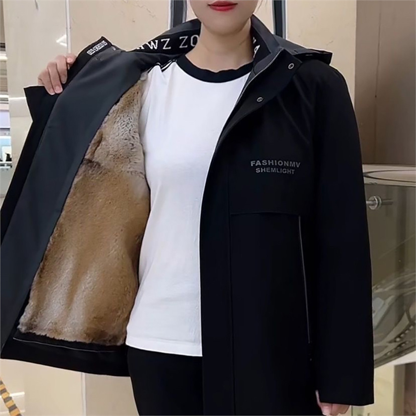 宏嫩男装冬季金貂绒派克服男士加绒加厚保暖棉服时尚可拆卸帽棉袄