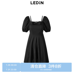 女收腰显瘦C2FAD2408 断码 清仓 乐町甜美蝴蝶结连衣裙夏季