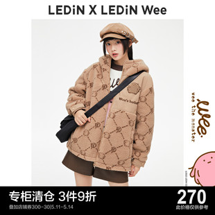 新款 Wee联名系列 乐町仿羊羔绒老花棉服2022冬季 外套C1ABC4303