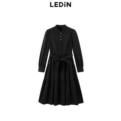 【商场同款】乐町千金感连衣裙女冬季新款针梭拼连衣裙C1FAE4312