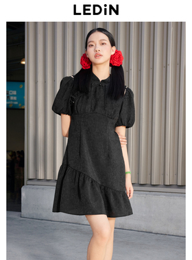 【商城同款】乐町露肩连衣裙25年夏季新款黑色轻礼服裙C2FAE2F12