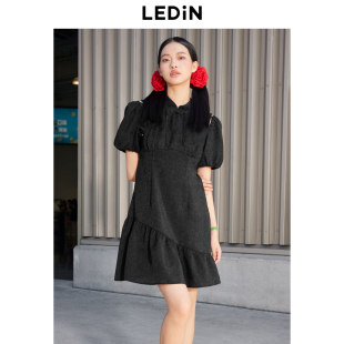 【商城同款】乐町露肩连衣裙24年夏季新款黑色轻礼服裙C2FAE2F12