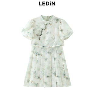 【商城同款】乐町国风假两件连衣裙夏季新款碎花裙C2FAE2F16达