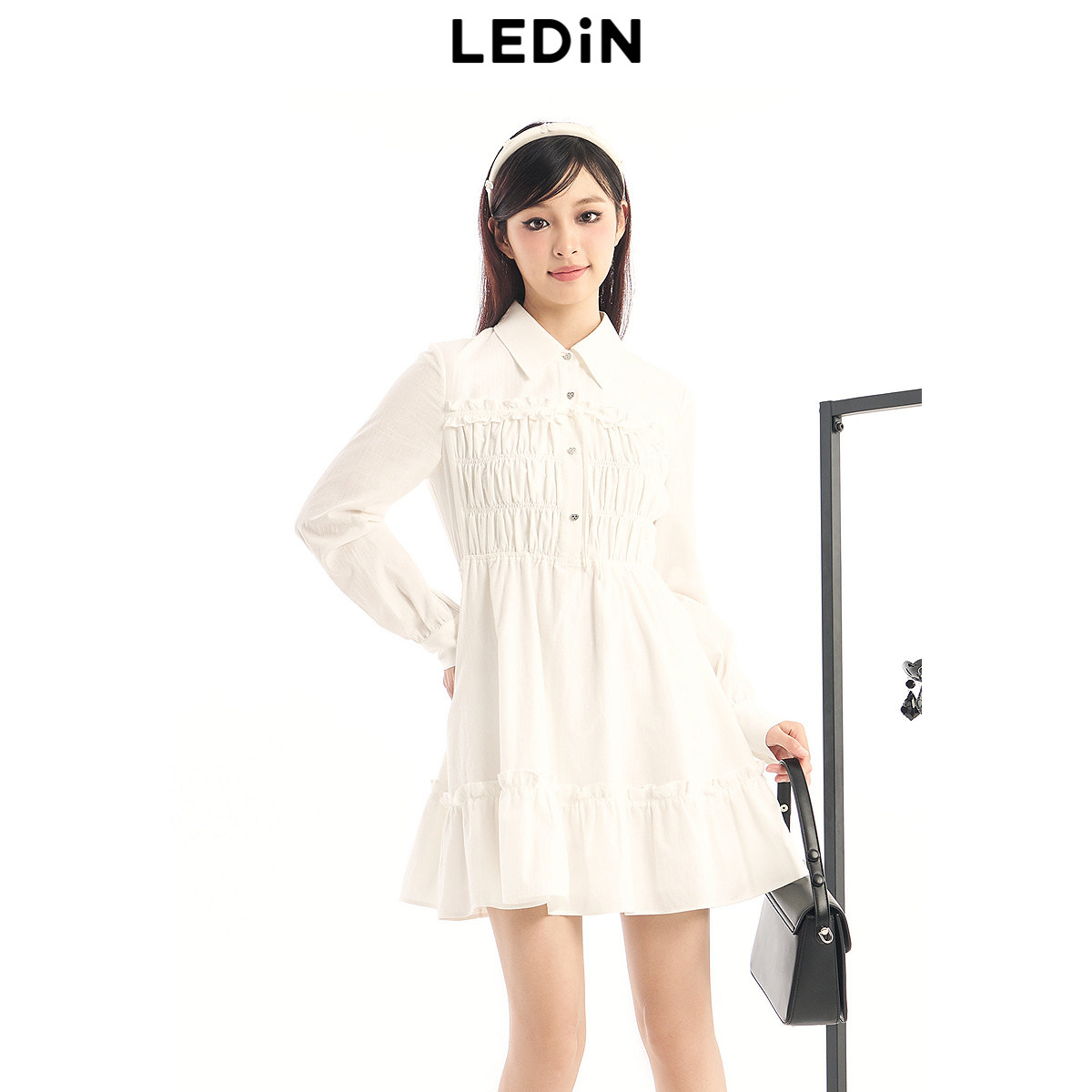 乐町褶饰千金衬衫裙24春季新款女C1FAE1326,女装/女士精品,连衣裙,淘宝优惠券,粉丝福利购,淘宝优惠卷