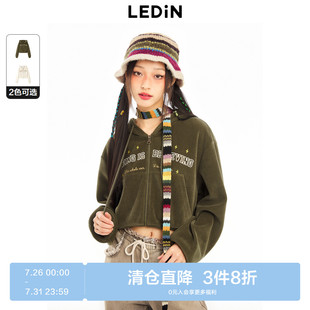 卫衣C2BBD4129 清仓 乐町复古学院风外套短款 上衣连帽开衫