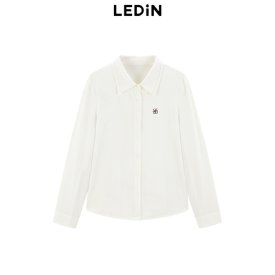 【商场同款】乐町刺绣衬衫女上衣24年冬季新款衬衫外套C1GBE4251