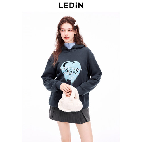 【LOTSYOU联名】乐町商场同款新款喷绘爱心长款连帽卫衣C1CRE4401