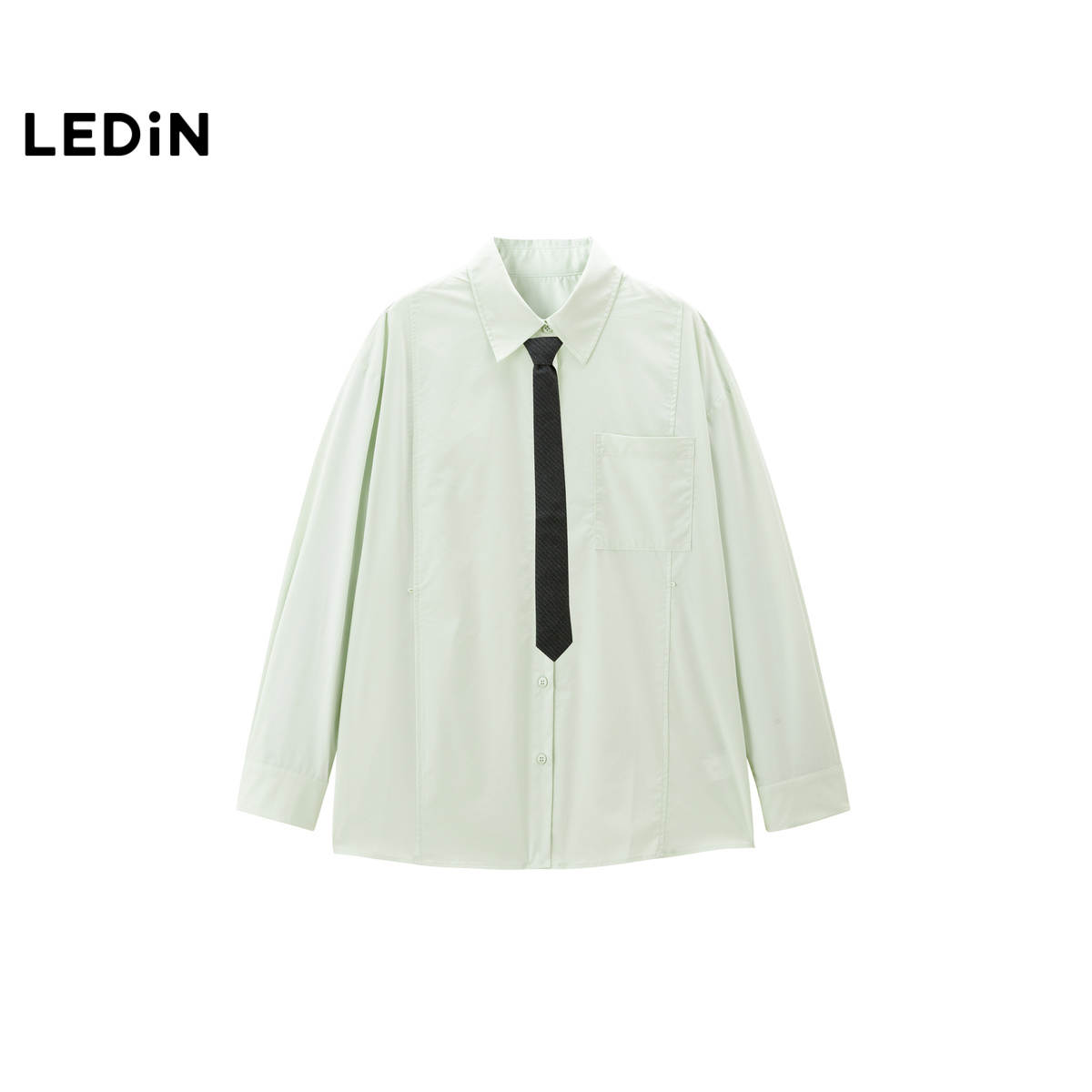 【商场同款】乐町2025春季新品学院风宽松领带衬衫上衣C2CAF1139