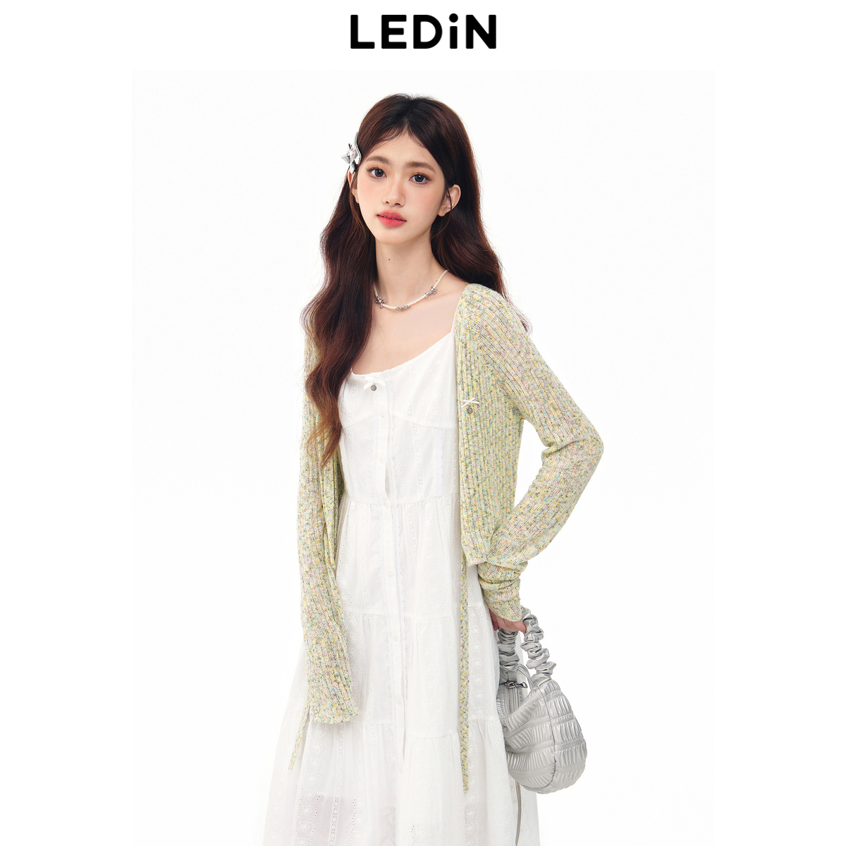 【商场同款】乐町夏季新款蝴蝶结绑带设计毛针织衫C1EDE2413