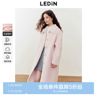 乐町甜美仿羊羔毛颗粒外套女长款 宽松毛绒绒保暖上衣 冬季 新款
