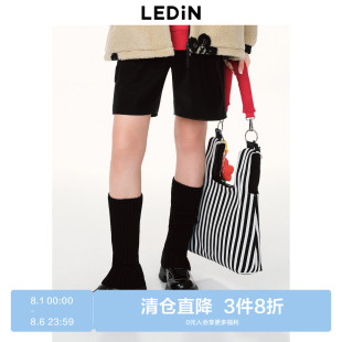 清仓 子女秋季 乐町pu皮裤 C1GCD1102 新款 黑色休闲短裤