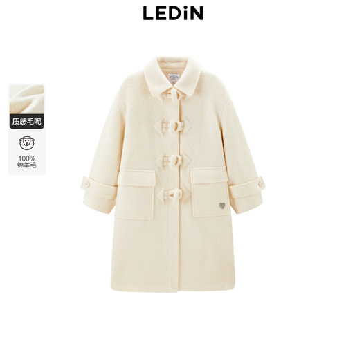 【LOTSYOU联名】乐町冬季新款翻领毛呢外套长款大衣C1AAE4406