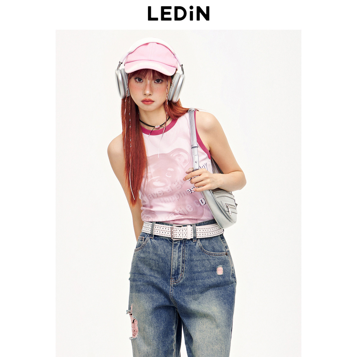 【商场同款】乐町2024夏季新款粉色图案印花吊带背心女C2CQE2322,女装/女士精品,背心吊带,淘宝优惠券,粉丝福利购,淘宝优惠卷