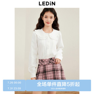 上衣 乐町甜美少女娃娃领衬衫 冬季 新款 花边大翻领白色衬衫