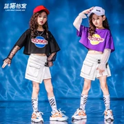 Catwalk cô gái thủy triều hiphop hip-hop trang phục trẻ em rốn tay áo lưới nhảy jazz thiết lập điệu nhảy đường phố Hàn Quốc - Trang phục