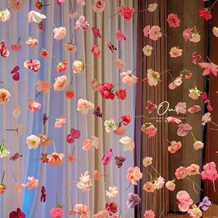 小红书同款悬浮花朵diy花帘子材料包彷真花吊饰挂饰结婚婚房布置