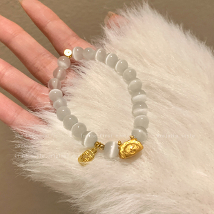 猫眼石串珠手链女款高颜值学生党手串轻奢小众高级感精致珠子手饰