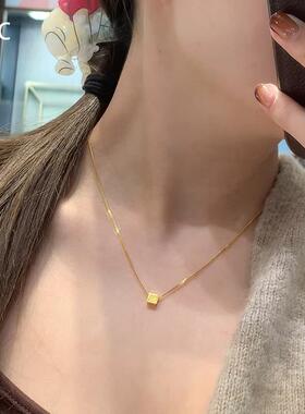 yyds中性冷淡风闪钻圆环吊坠项链女轻奢小众设计感百搭锁骨链男潮