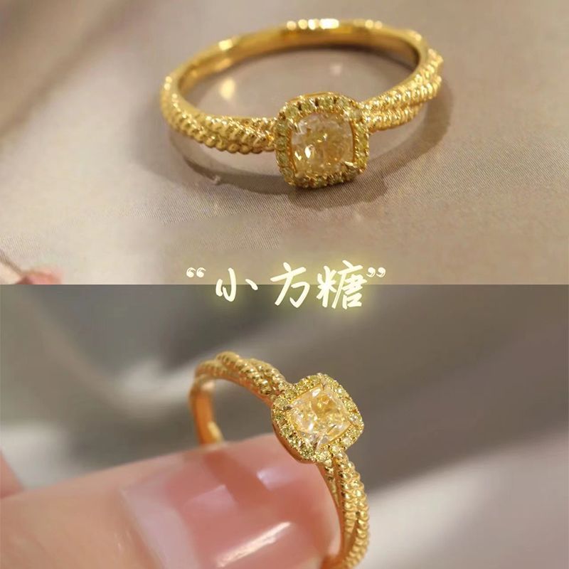 小方糖波光粼粼戒指女小众设计感开口可调节食指戒饰品