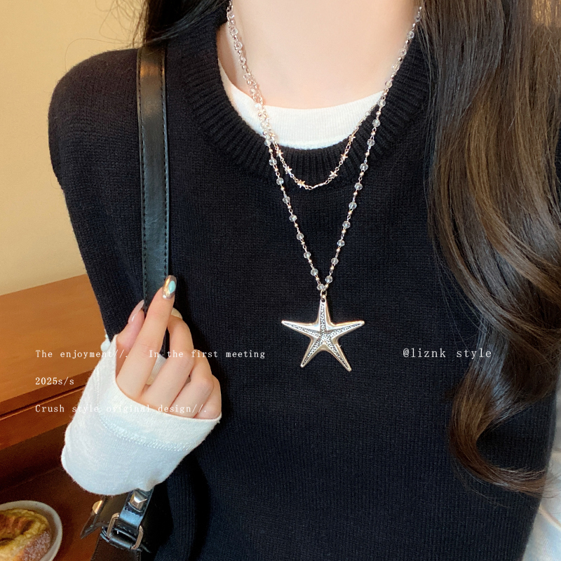 双层叠戴毛衣链轻松高级感长款