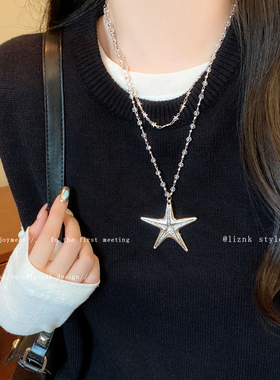 双层叠戴毛衣链轻松高级感长款