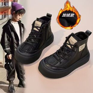 儿童马丁靴2025秋冬季新款男童皮靴加绒二棉靴保暖短靴宝宝雪地靴