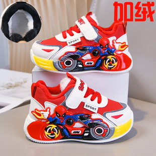 加绒蜘蛛侠保暖棉鞋 小童宝宝鞋 2025冬季 儿童休闲鞋 新款 男童运动鞋