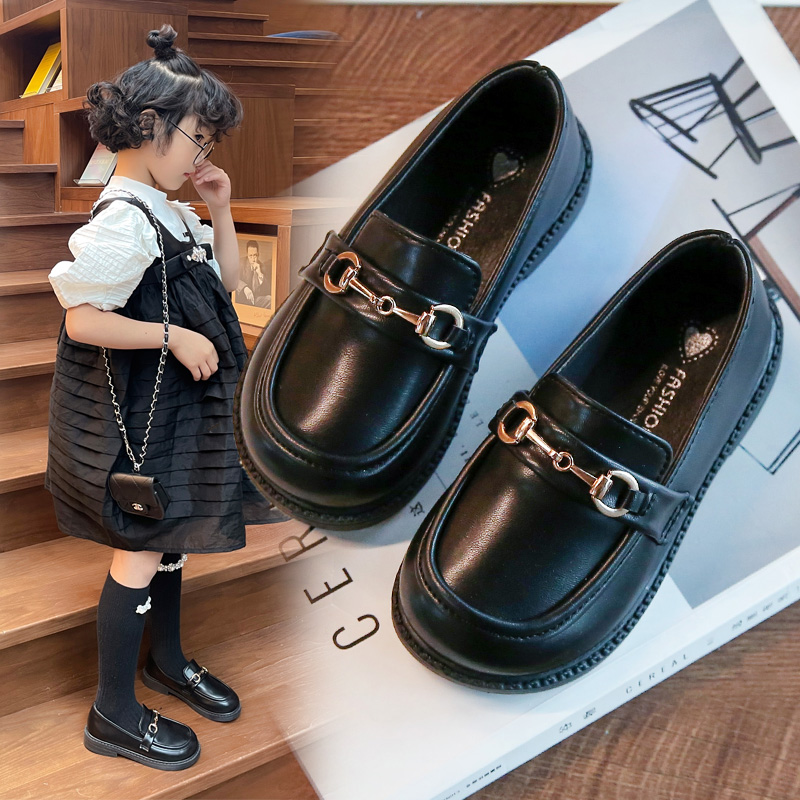 女童皮鞋2024春秋新款时尚韩版黑色儿童乐福鞋防滑耐磨洋气公主鞋
