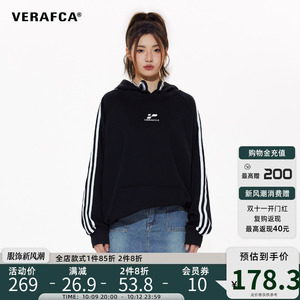 VFC/VERAF CA三杠撞色印花连帽卫衣美式复古运动潮牌条纹上衣外套