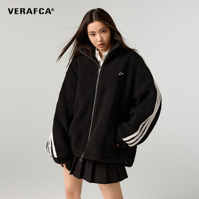 VERAFCA美式三杠羊羔毛棉服