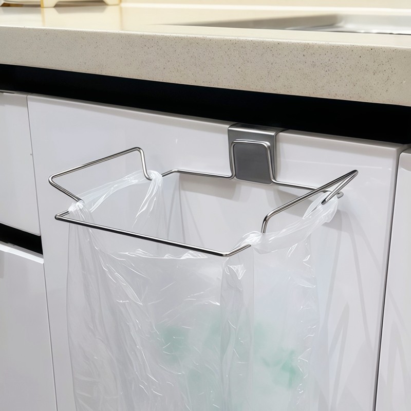 不锈钢壁挂式垃圾架橱柜收纳架家用可折叠厨房专用便携垃圾桶支架