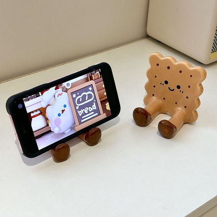 饼干手机支架桌面工位装饰品摆件多功能平板ipad通用支架追剧神器