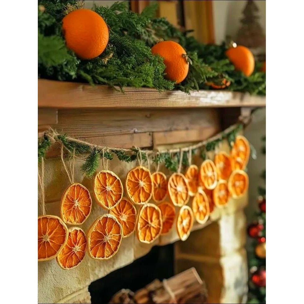 店铺圣诞装饰品奶茶咖啡店装饰手工diy干橙片装饰圣诞节氛围布置