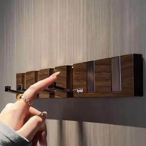 玄关挂钩入户门挂衣服创意高级壁挂式衣帽架桃木色轻奢钢琴键粘钩