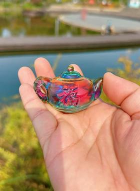 琉璃茶壶赢钱文玩手把件招